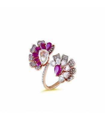 Ruby & Diamond flower Ring