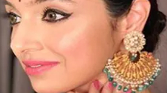 Divya Khosla Kumar in Narayan Jewellers earrings for Lohri celebrations.