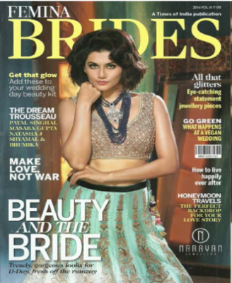 The Pink movie actress looked a perfect bold bride in our award winning jewellery on the cover of Femina Bride magazine 2016 Oct – Nov – Dec issue. 