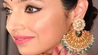 Divya Khosla Kumar in Narayan Jewellers earrings for Lohri celebrations.